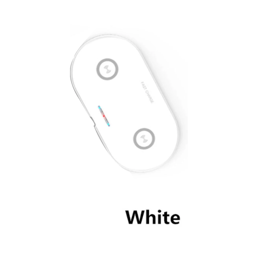 2 в 1 Беспроводное зарядное устройство двойной смарт беспроводной зарядный коврик для iPhone X XS Max Xr samsung S9 S8 Note 8 9 - Цвет: Белый