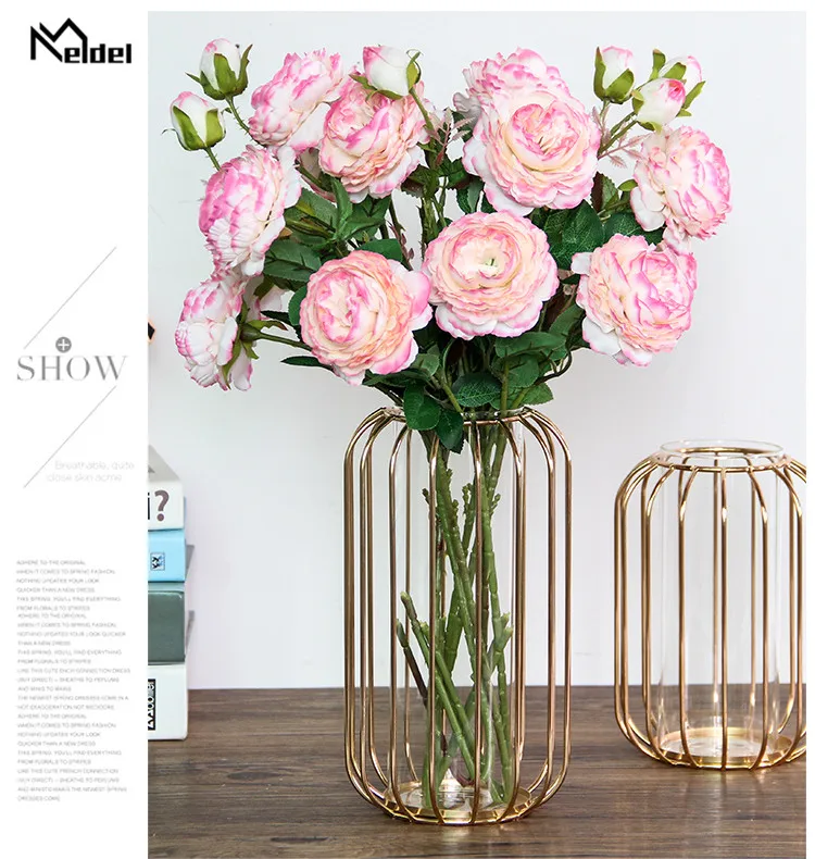 artificial flowers silk peonies bouquet fake flower wediing home decoration (7)