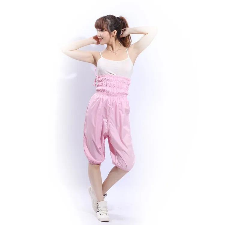 Женские шорты для сауны с высокой талией, аэробная одежда для похудения, свободные штаны, одежда для сауны - Цвет: Розовый