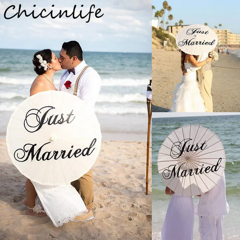 Chicinlife 1 шт только что замужние/Mr Mrs белые бумажные зонтики Свадебный зонтик для