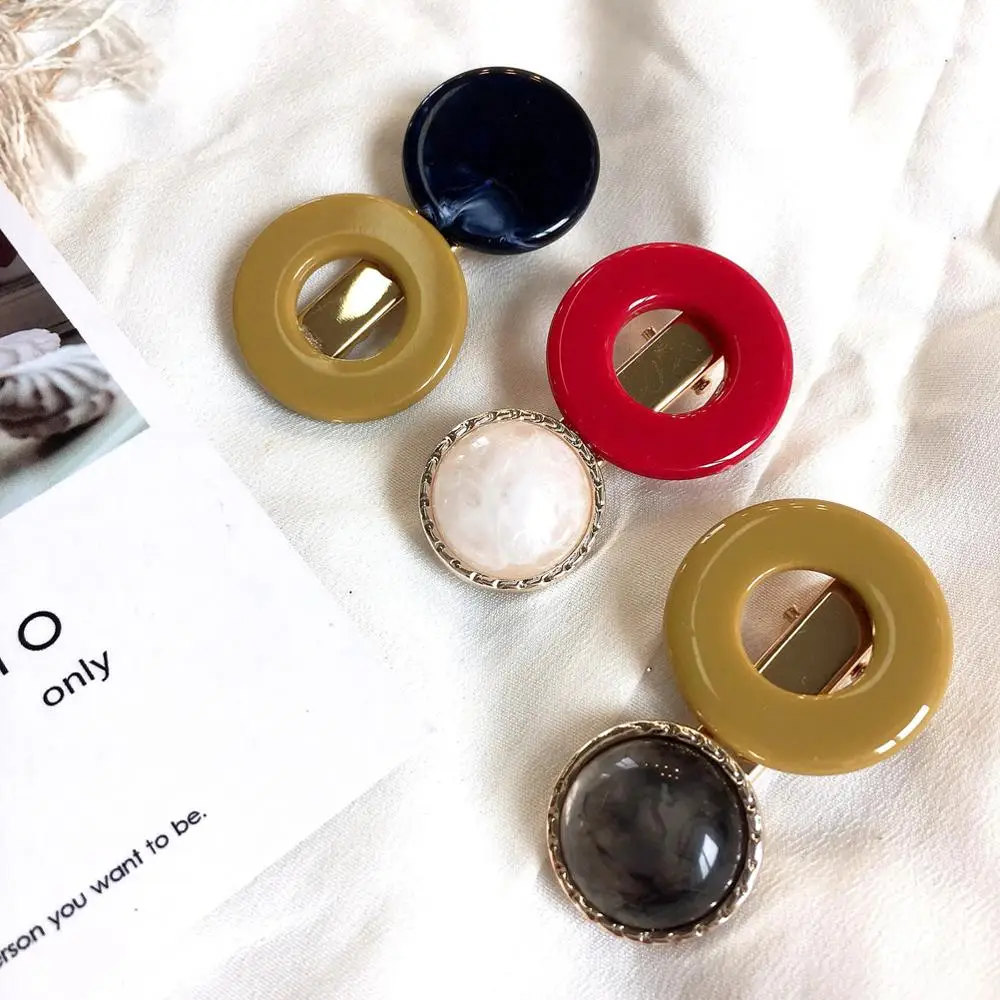 

M MISM New Round Circle Korean Fashion Crystal Alloy Hair Clip Macaron Color Barrettes Hairpins for Women Girls Hair Accessories