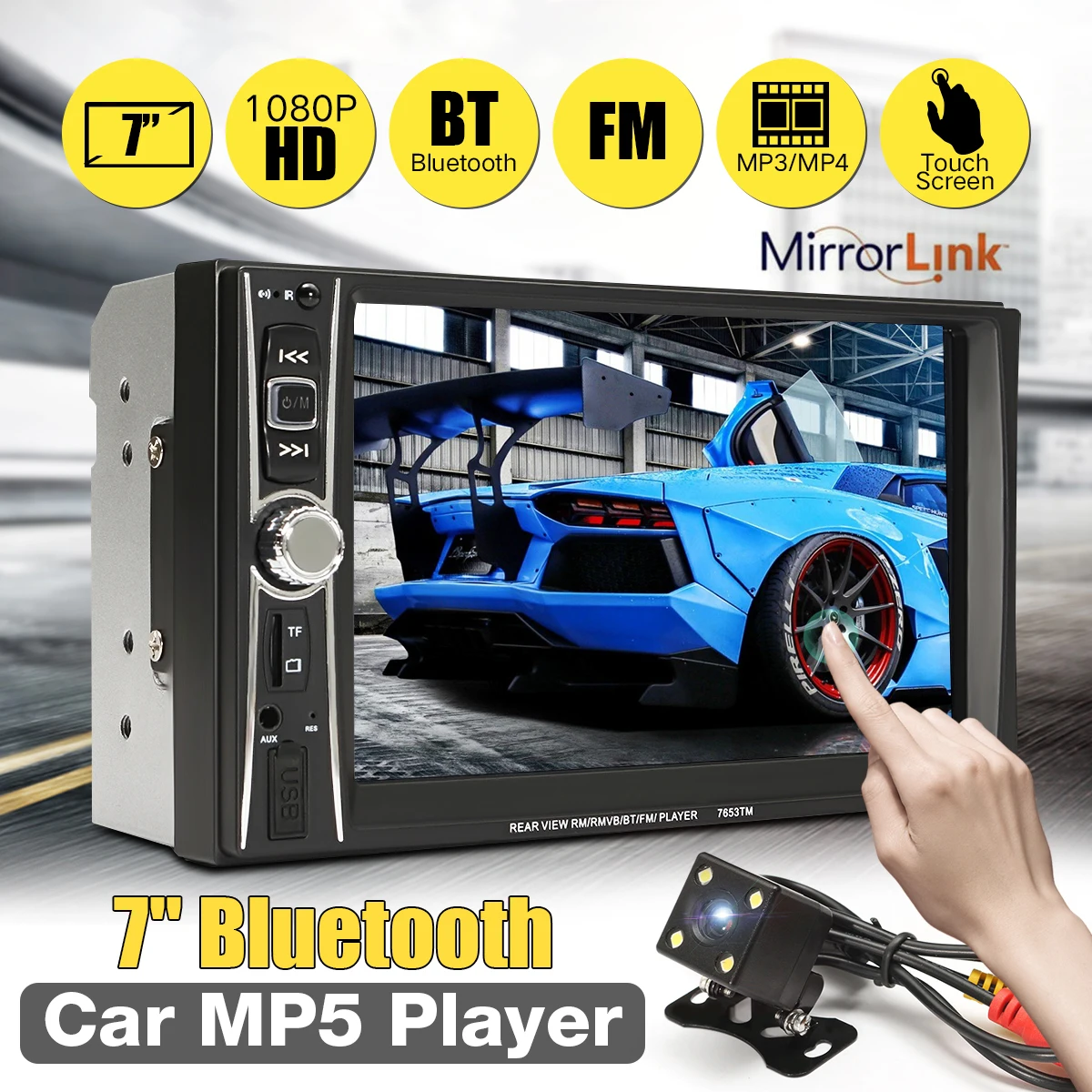 

2 Din Car Radio Bluetooth 2din Car MP5 Multimedia Player 7 HD Touch Autoradio MP5 USB Audio Stereo With Rear View Camera