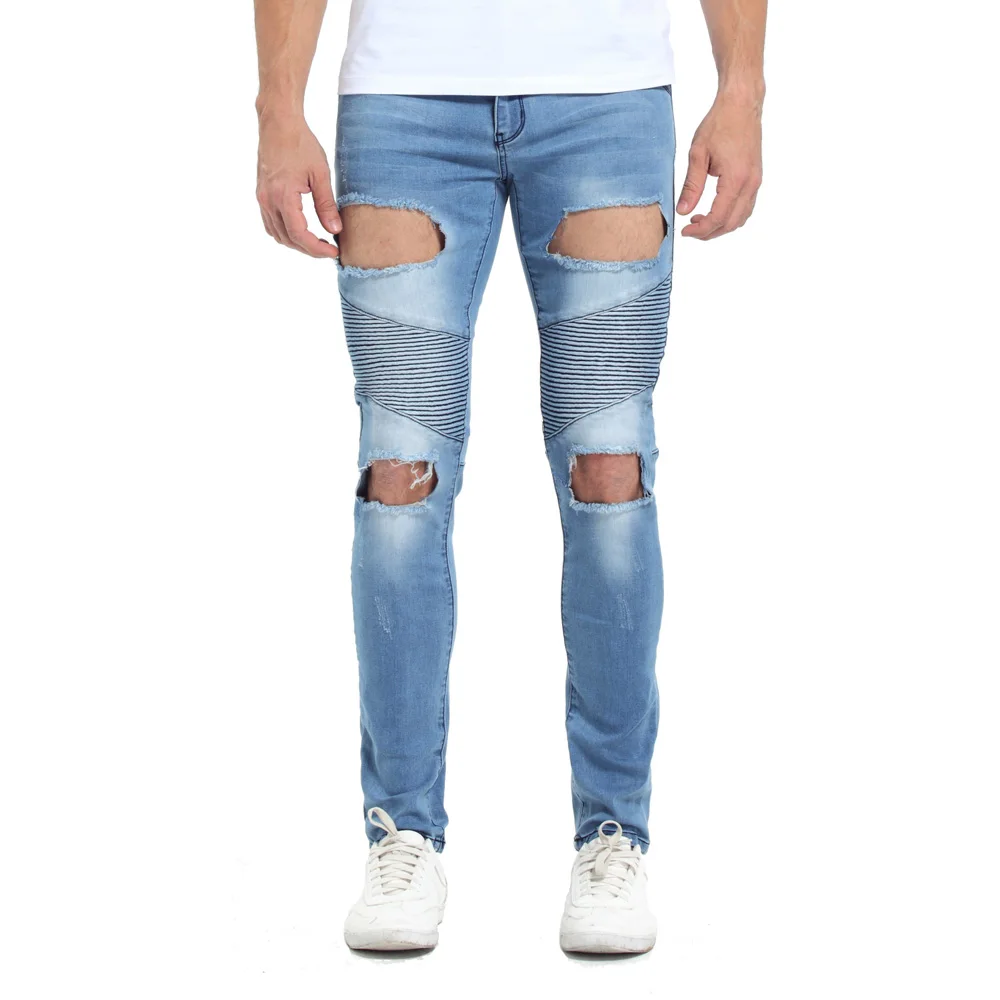 2017 мужские джинсы узкие Стрейчевые байкерские модель Y2038|jean denim|jeans kneejean romper |