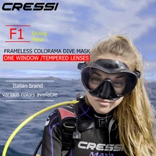 Cressi F1 бескаркасная маска для подводного плавания из закаленного стекла с одним объективом с одним окном, Маскарадная маска для подводного плавания с низким объемом для взрослых