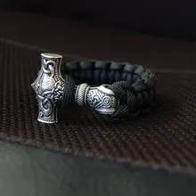 Молот Тора Браслет из паракорда с Mjolnir Thurisaz Edc Шестерня аксессуар красивый подарок