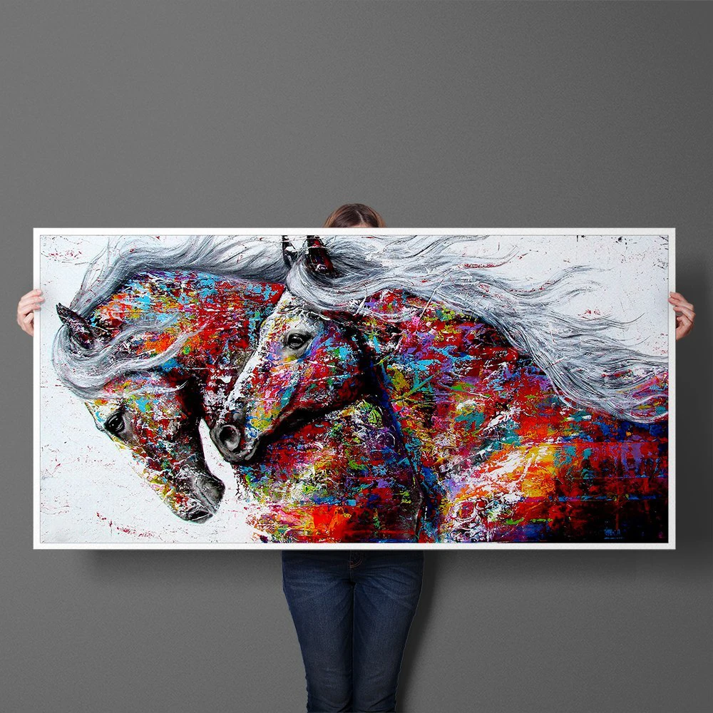5D DIY Diamond Painting &quotWild Animal Colorful Two Running Horse Head&quot 3D Full Mosaic Embroidery Cross Stitch Home Decor Gift | Дом и