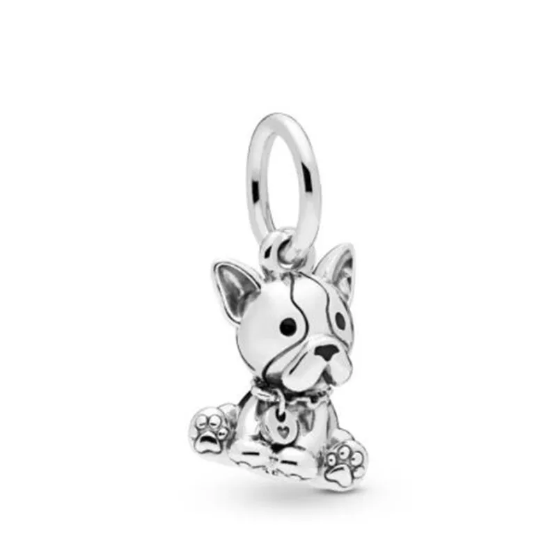 

Fashion Silver Bulldog Puppy Dangle Charm Fits Pandora Bracelet 100% 925 Sterling Silver Pendant DIY Jewelry 2019 Mother's Day