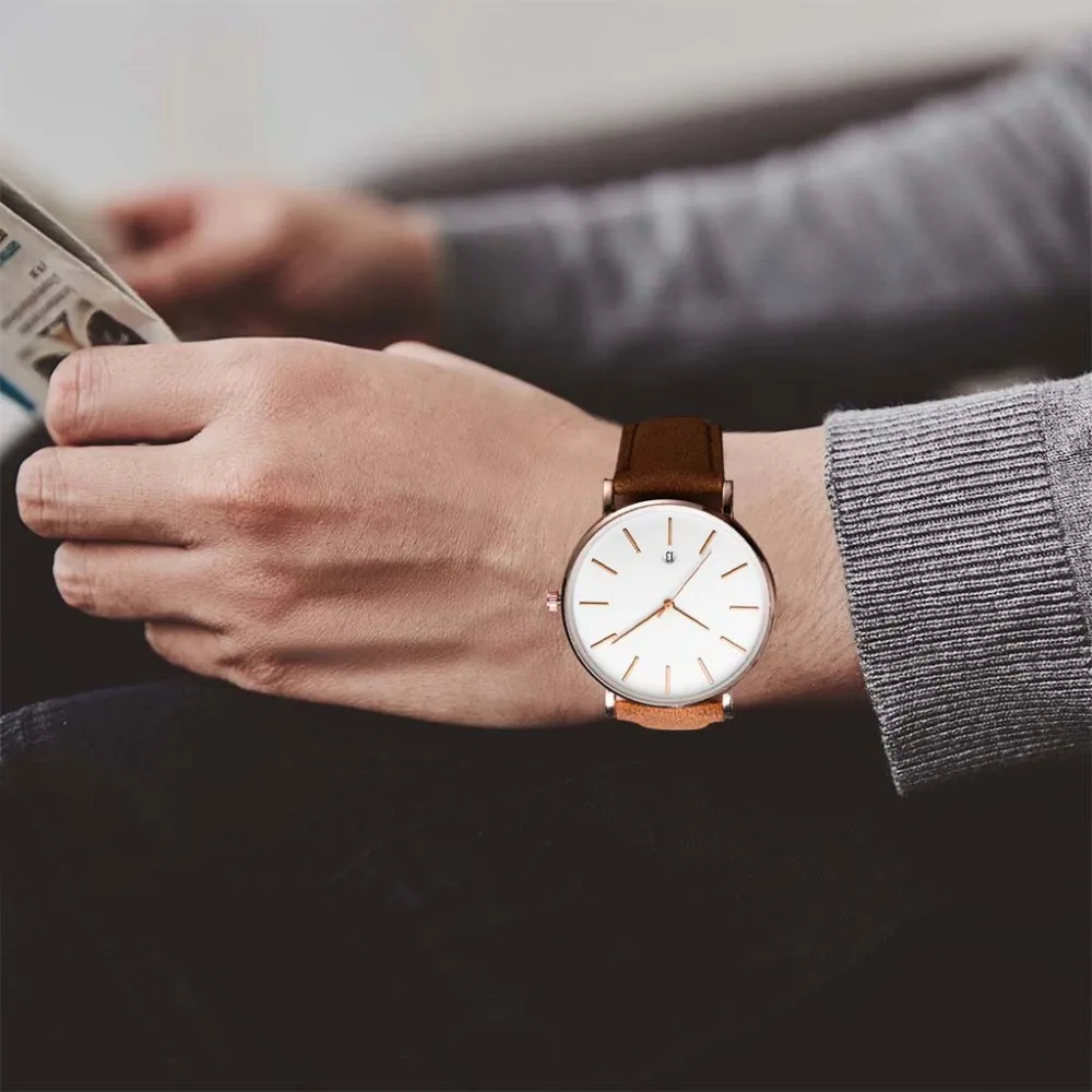Высококачественная мода Relogio feminino Бизнес Кварцевые часы для мужчин и женщин модные наручные часы Золотая лента, сиденье из искусственной кожи женские часы