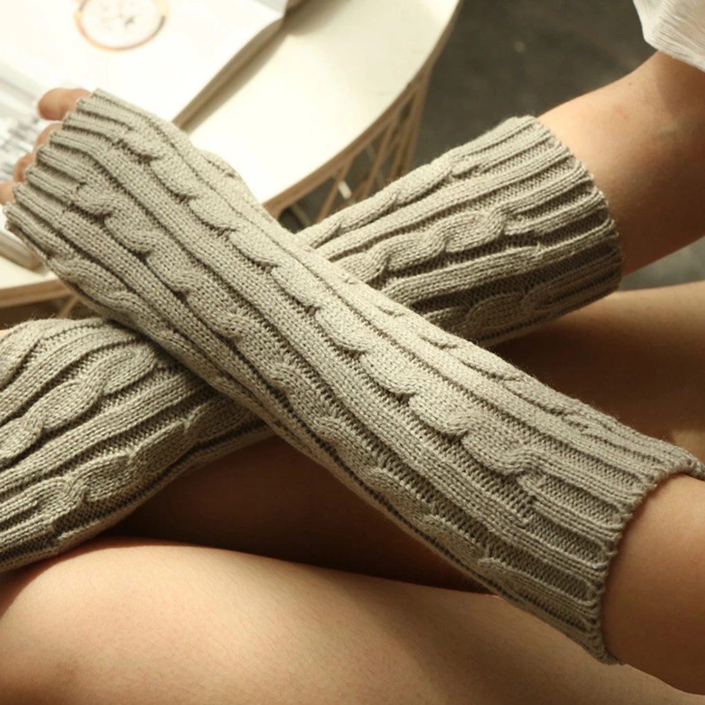 1 пара зима Осень Вязаные руки теплые для женщин девочек длинные зимние варежки запястье теплые женские перчатки