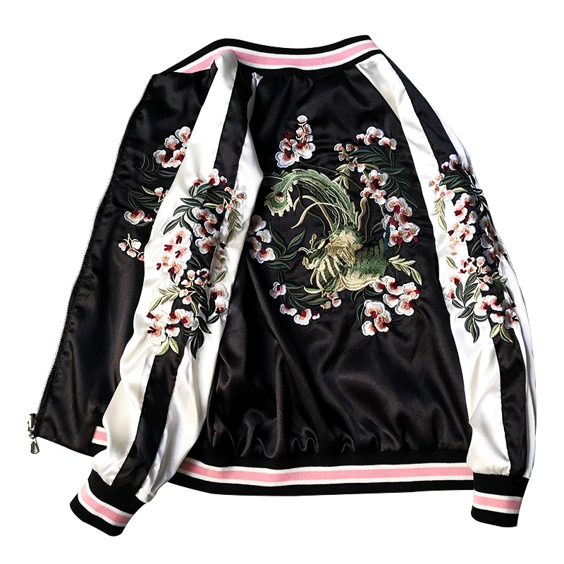 

Super-Fire Harajuku Jacket for Men and Women Spring Fall Loose Nine-tailed Fox Embroidered Baseball Coat Students Pilot Jackets