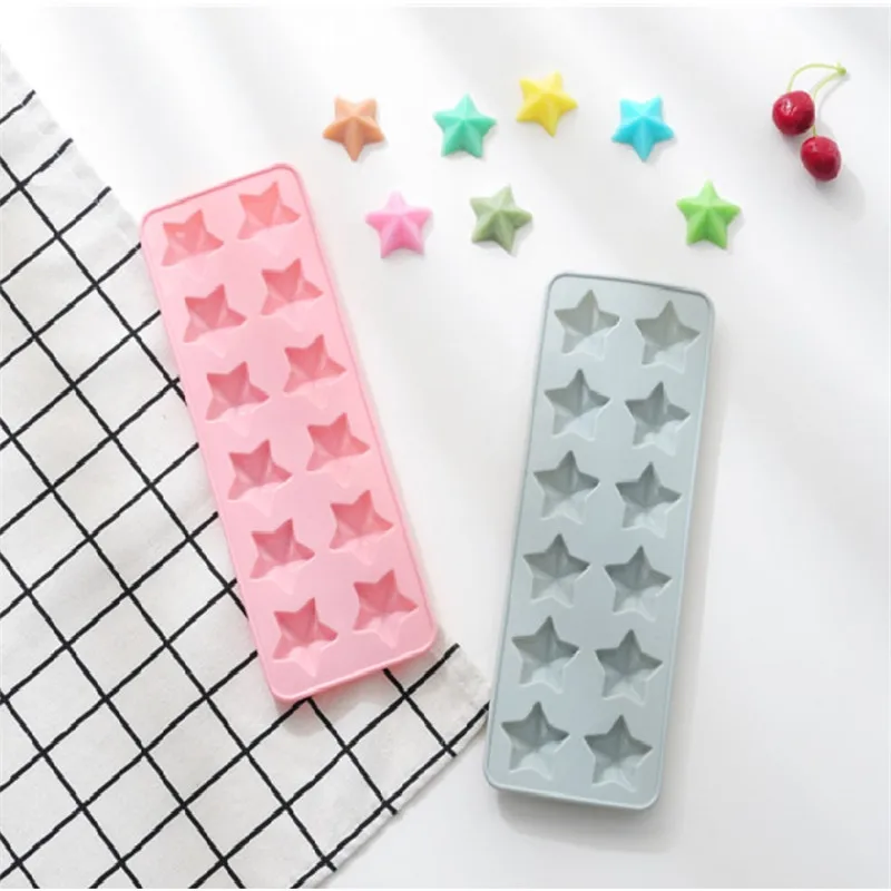 

25.6*9.3*1.5cm Creative 12-hole Pentagon Chocolate Silica Gel Mould star Ice lattice Mould Cake Mould Candy Handmade Soap Mould