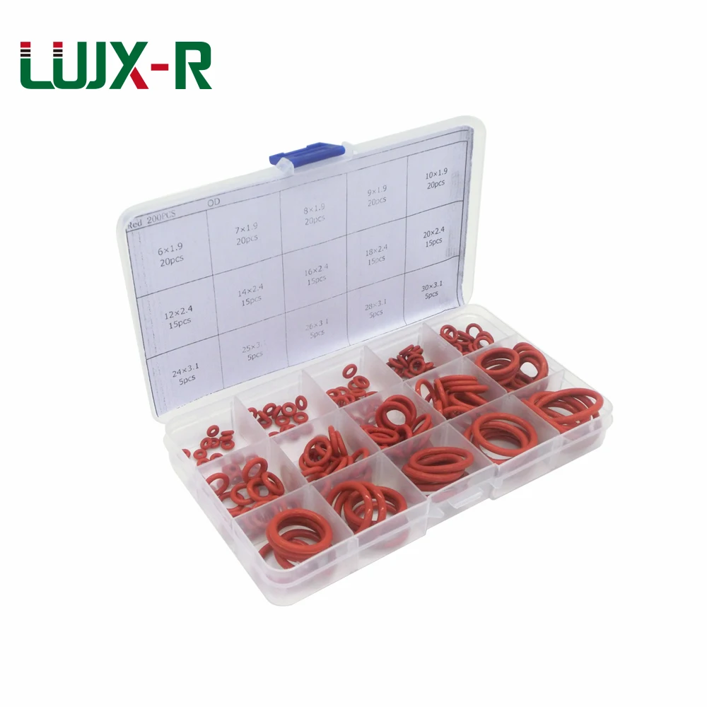 Buy LUJX R 200pcs Red Silicone O Rings Kit VMQ Gasket