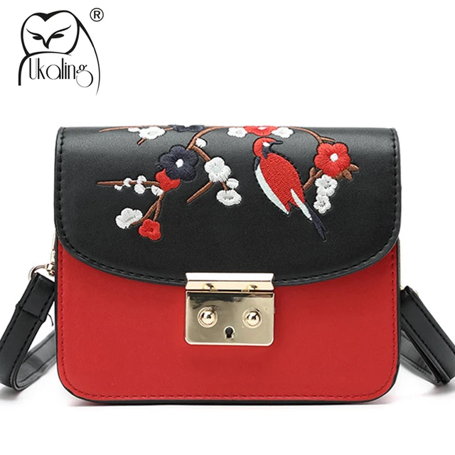 Ukqling Small Bags Handbags Women Famous Brands Messenger Belt Flap Embroidery Purse Handbag Designer Sac A Main In Top Handle From