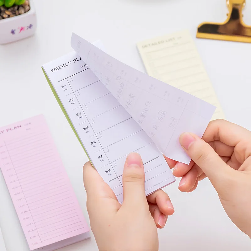 us 0 84 31 off 1pc cute day week month plan detailed lists notebook daily memos planner stickers sticky notes school office stationery supplies in cute lists
