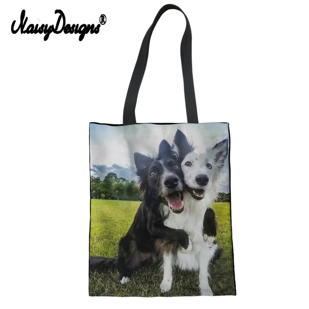 Border собака колли печать женская сумка для покупок сумки на плечо Экологичная сумка для магазина сумки Сумка для книг подарки для лучшего друга дропшиппинг