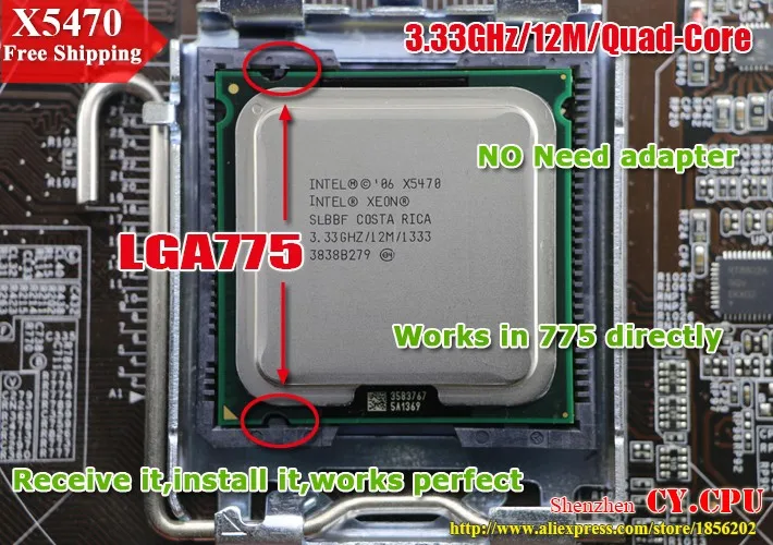 INTEL XEON X5470 3,33 GHz/12 M/1333 Mhz/cpu равный LGA775 Core 2 Quad Q9750 cpu, работает на материнской плате LGA775 без адаптера