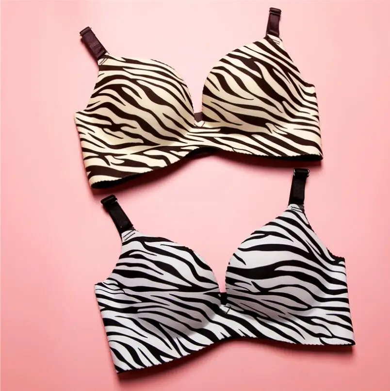 Wholesale/Retail Bra 2016 Zebra Stripe Women Girls Bra Padded Super Boost Push Up Bra Seamless 3