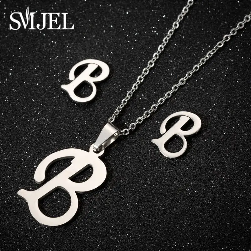 SMJEL, мини ожерелье с буквами, женское стальное серебряное ожерелье с цепочкой, A-Z, 26 слов, колье с подвесками