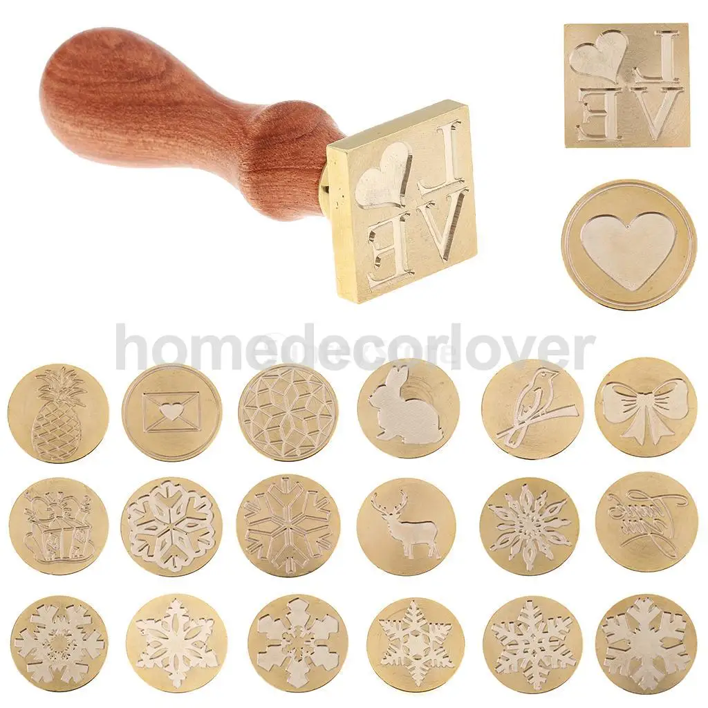 Vintage Envelope Sealing Logo Seal Wax Stamp Heart Carved for Xmas Party Invitation
