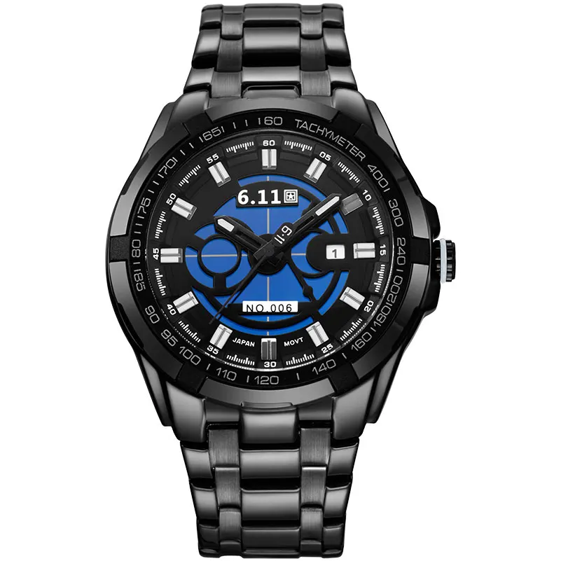 6 11 fashion casual men s sport quartz watches brand solar powered skeleton wristwatches steel band