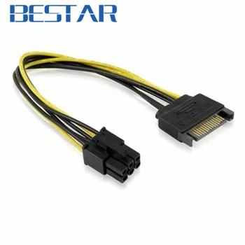 

SATA 15 Pin Male M to PCI-e pcie pci-Express pci express Card 6 Pin Female Graphics Video Card Power Cable 15cm