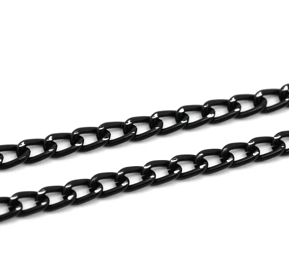 DoreenBeads черные звенья открытые снаряженные Алюминиевые цепочки 6x3 5 мм (1/4 &quotx1/8&quot) 1