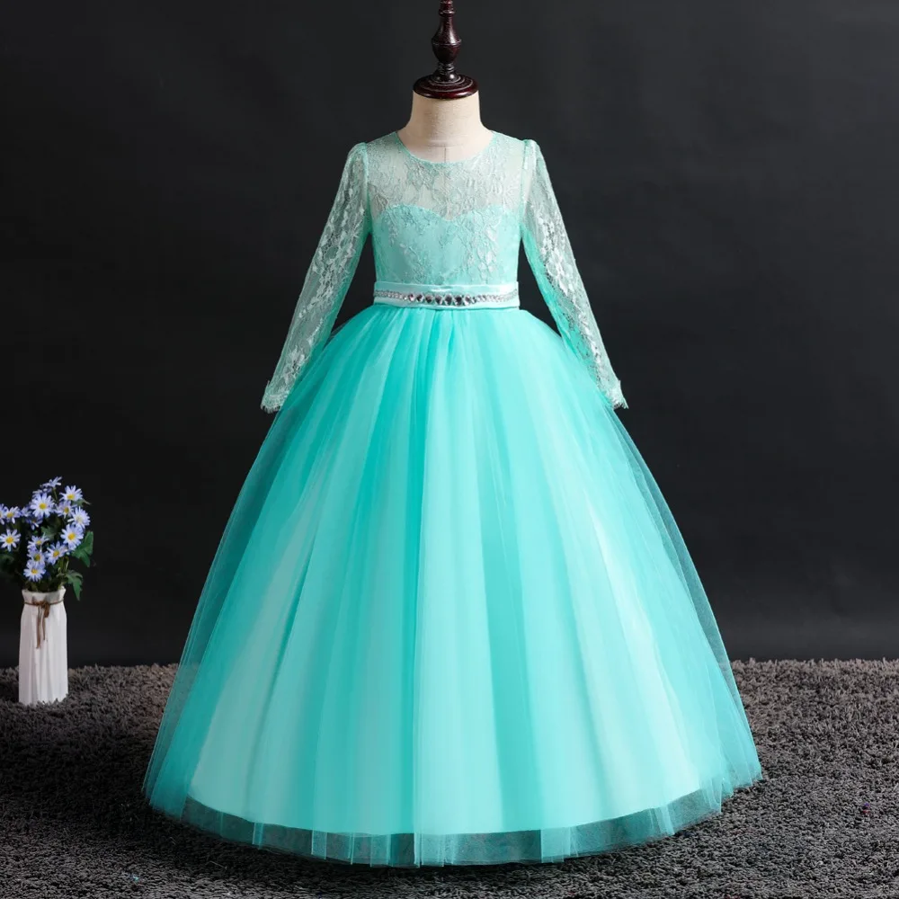 Elegant 3-14 Years Long Sleeve Girls Pageant Dress Tutu Flower Girl Dresses for Wedding Party Princess Communion Gowns | Детская одежда