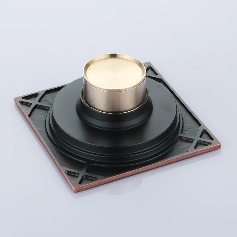 Retro red bronze solid brass 100 x 100mm square anti-odor floor drain bathroom shower drain