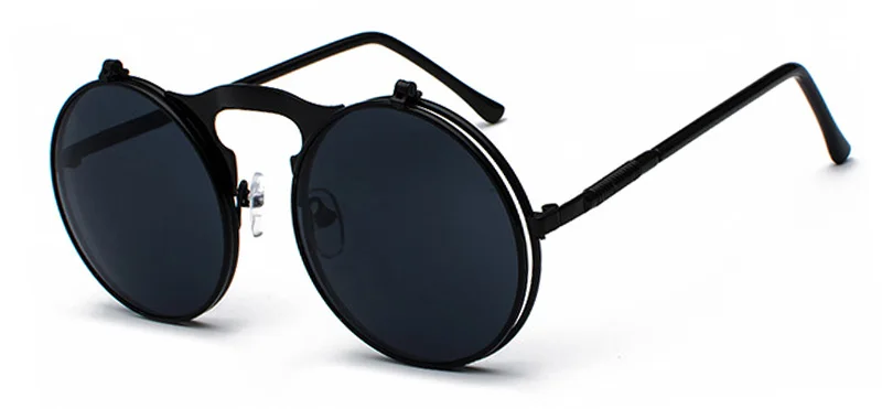 SHAUNA, маленькие размеры, складные солнцезащитные очки в стиле стимпанк для женщин, Ретро стиль, мужские весенние круглые прозрачные красные очки в стиле панк, UV400 - Цвет линз: Black Black