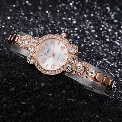 Lvpai роскошные женские часы-браслет со стразами из розовой стали Кварцевые наручные часы с бриллиантами Женские часы для девочек Relogio Feminino 233