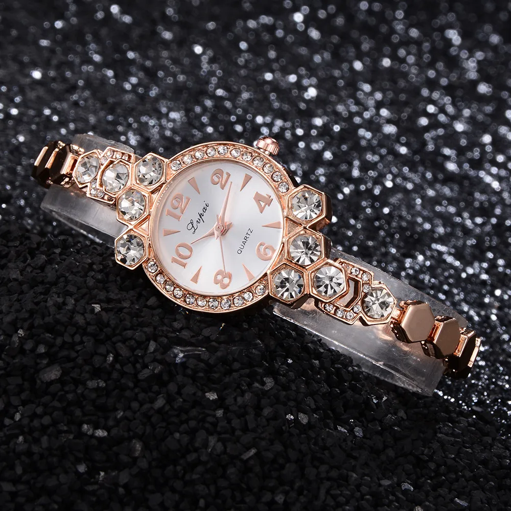 

Lvpai Luxury Women Bracelet Watches Crystal Rose Steel Quartz Wristwatches Clock Diamond Ladies Girl Colck Relogio Feminino 233