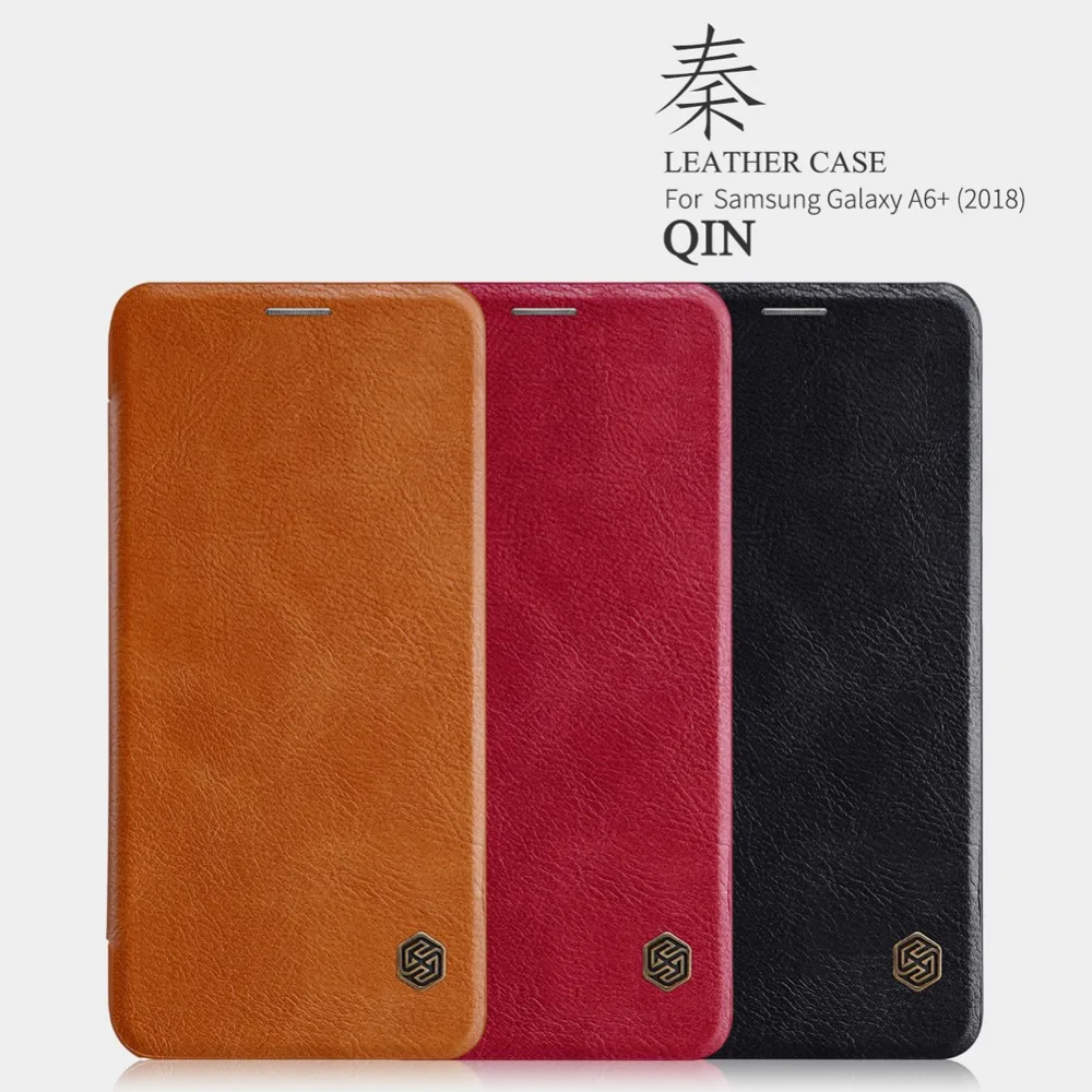 for Samsung Galaxy A6 Plus Case Nillkin Qin Flip Leather Case Luxury Phone Case with Card Slot for Samsung A6 Funda