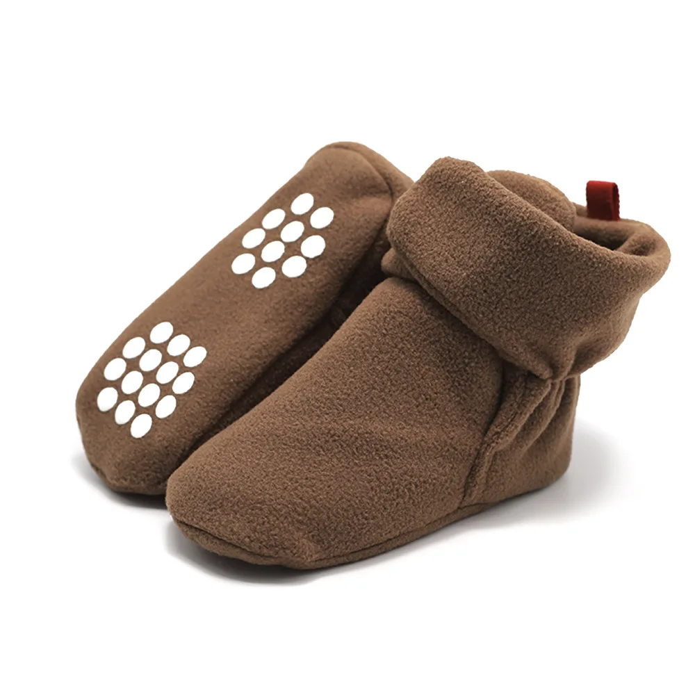 YWHUANSEN унисекс для новорожденных коралловый флис Bootie зимние теплые Детская кроватка для новорожденных обувь девочек мальчиков пол обувь