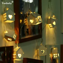 AA на батарейках 3 м 20 светодиодный маленький домик с сердцем деревянный светодиодный гирлянды для внутренней гостиной вечерние украшения