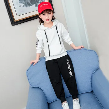 

Children Clothing Sets Spring Autumn baby Girls Clothing Sets Fashion Hoodie+pants 2 Pcs suits 2018 4-13years kids clothes