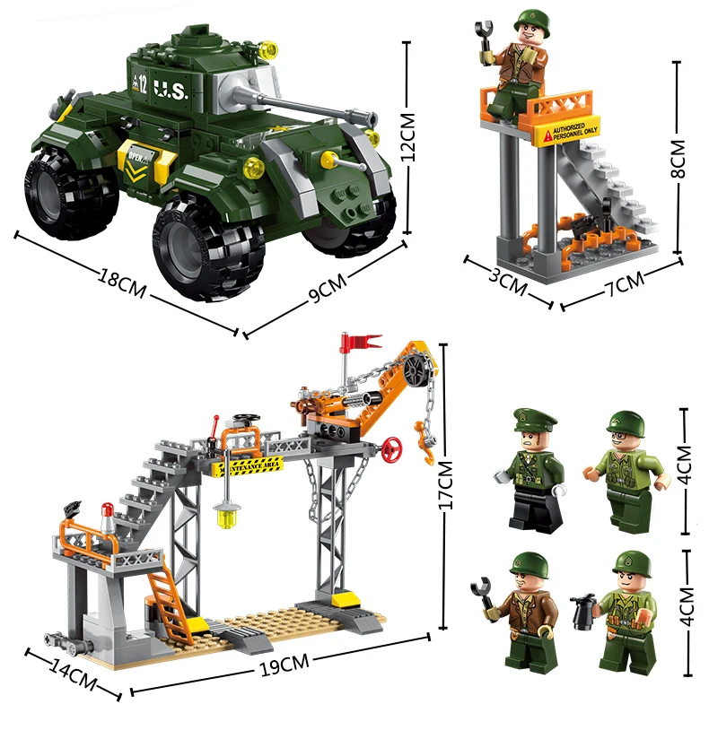 Обучающий строительный блок, военный фактор, 4 фигурки, 396 шт, Обучающие кубики, игрушка мальчик-без коробки