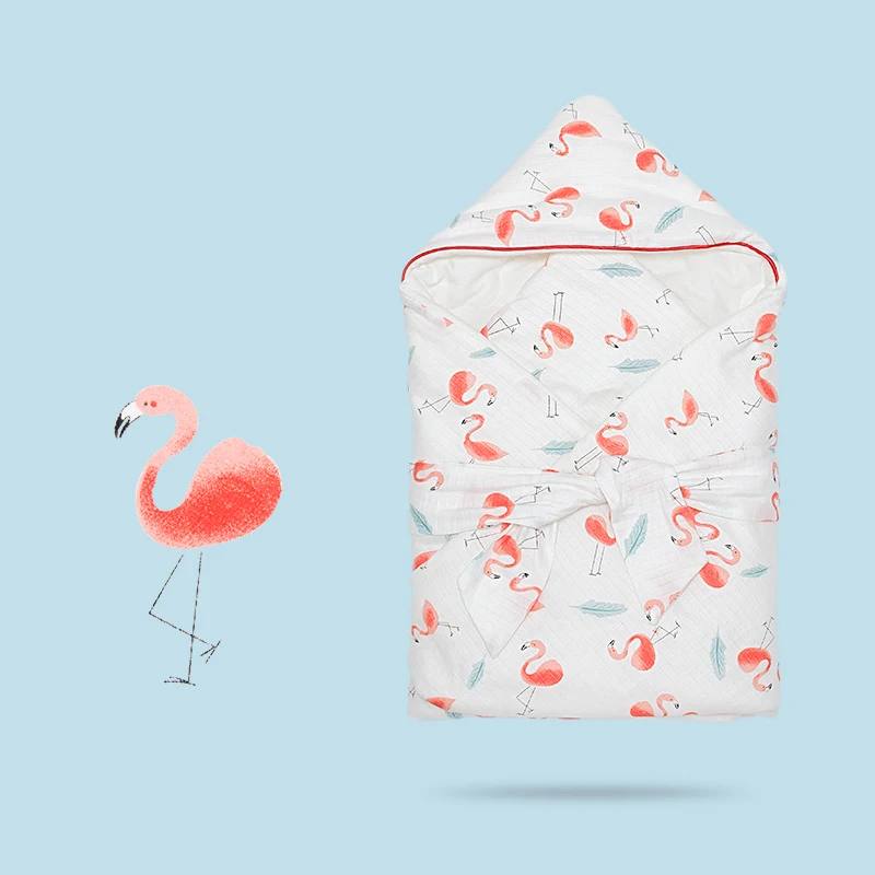 Flamingo Зимний конверт для новорожденных, хлопковый спальный мешок для малышей, толстый кокон для младенцев, теплый мешок для коляски, 85x85 см - Цвет: Flamingo