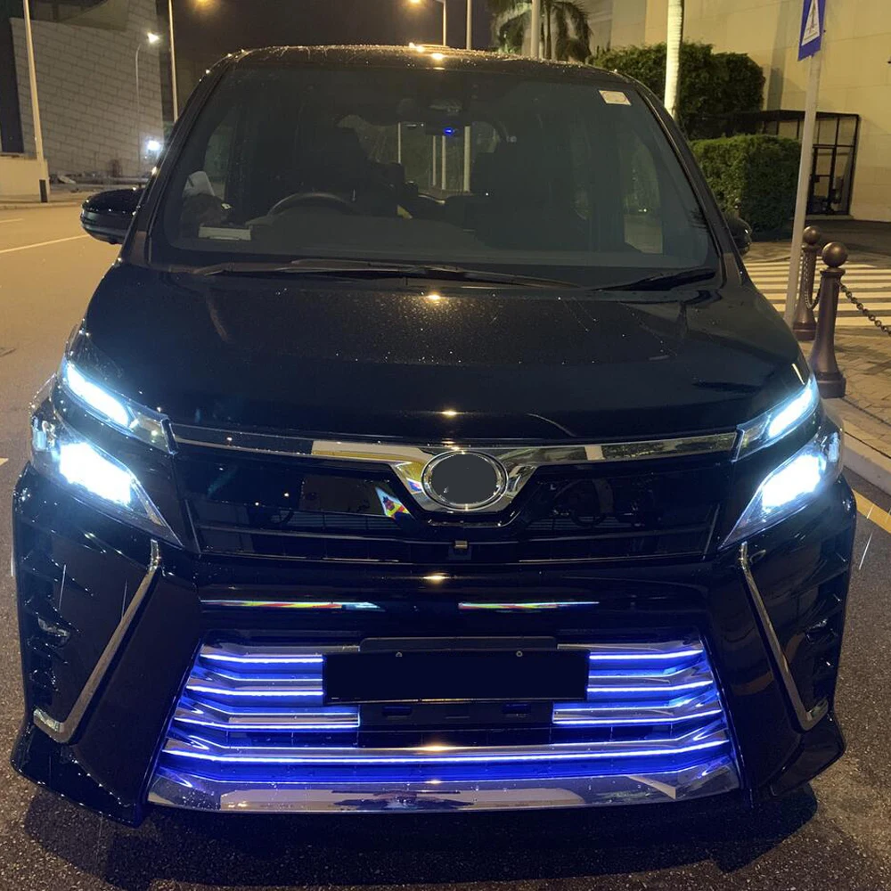JY синяя светодиодная подсветка бампер решетка литья Накладка автомобильные аксессуары для Toyota VOXY R80 подтяжка лица вверх