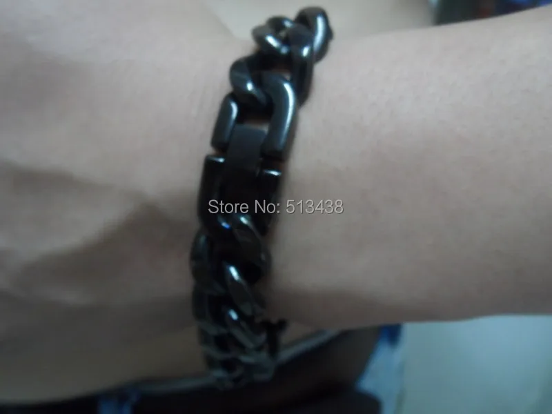 

Wholesale Price Heavy Cool Men's Cuban Curb Chain Bracelet Stainless Steel Black 15mm 8.8''
