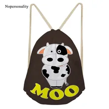 Nopersonality Drawstring сумки Дети Милые Корова рюкзак с принтом на шнурках студент повседневное сумка Softback хранения Bagpacks