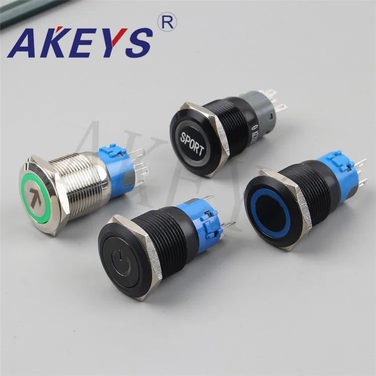 PX19B-P11Z-Power-A Momentary Latching Press Button 19mm Push Switch Black Shell