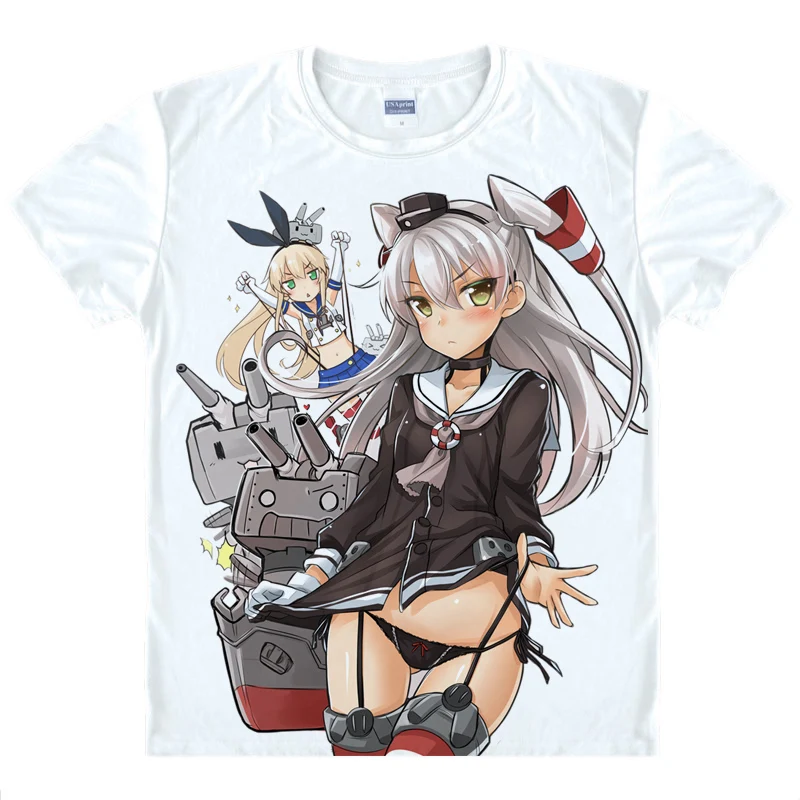 Аниме Kantai Collection Kancole Shimakaze Kongo Northhime Милая футболка летние топы с коротким рукавом