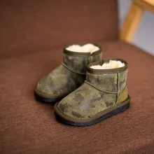 2017 Garçons d’hiver chaussures camouflage garçons bottes de neige avec fourrure enfants d’hiver chaussures enfants en cuir véritable bottes en caoutchouc
