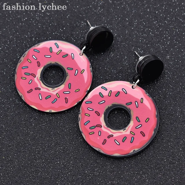 Best Price fashion lychee New Arrival Lovely Pink Snacks Donut Dangle Earrings For Girls Women Fashion Party Jewelry Accessories Best Price fashion lychee New Arrival Lovely Pink Snacks Donut Dangle Earrings For Girls Women Fashion Party Jewelry Accessories