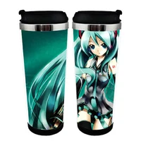 Бесплатная доставка японского аниме Хацунэ Мику Двойная теплоизоляция пластиковая и нержавеющая сталь кружка кофейная чашка космическая чашка для воды кружки - изображение