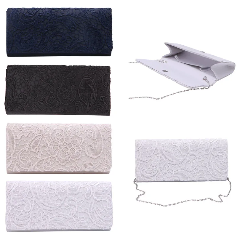 

New 1Pc Woman Ladies Lace Floral Satin Party Evening Clutch Wedding Bridal Purse Bag