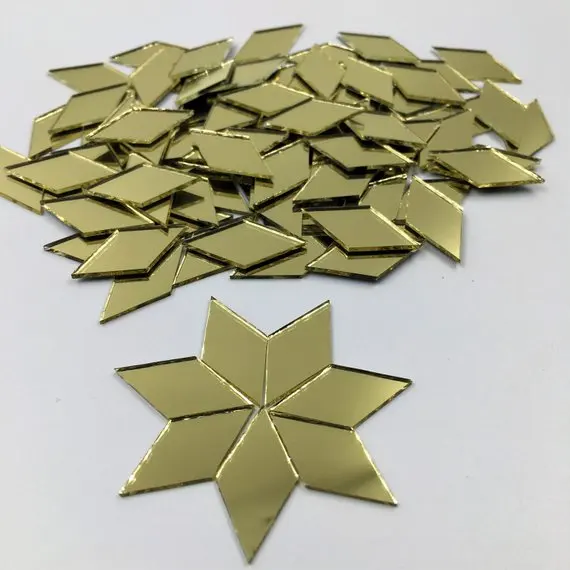 

1" x 1/2" Diamond Shape Mirror Mosaic Tiles Gold Colored Craft Mirror pieces pack of 100
