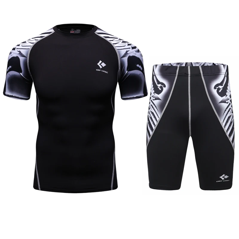 Homens camisas de compressão skin tight térmicas sob jérseis de manga curta rashguard sportswear2017 crossfit exercício da aptidão do exercício