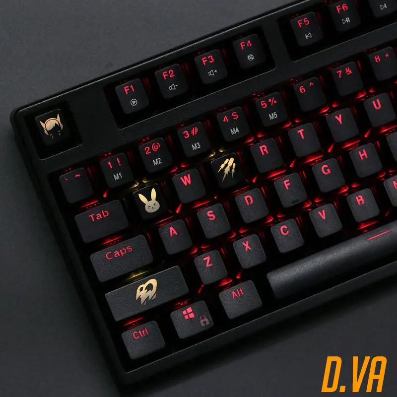 4 шт./компл. keysets подсветка OW ключ Шапки из АБС-пластика с гравировкой клавиши блеск-через для патруля gamer механическая клавиатура ANSI черный