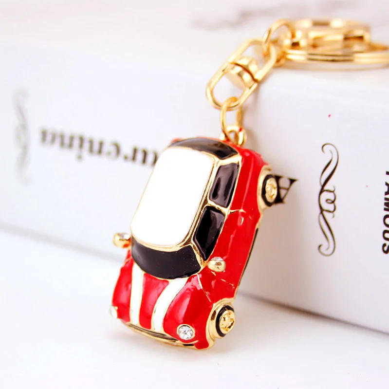 Cute Enamel Car Key Chains Holder Crystal Rhinestone